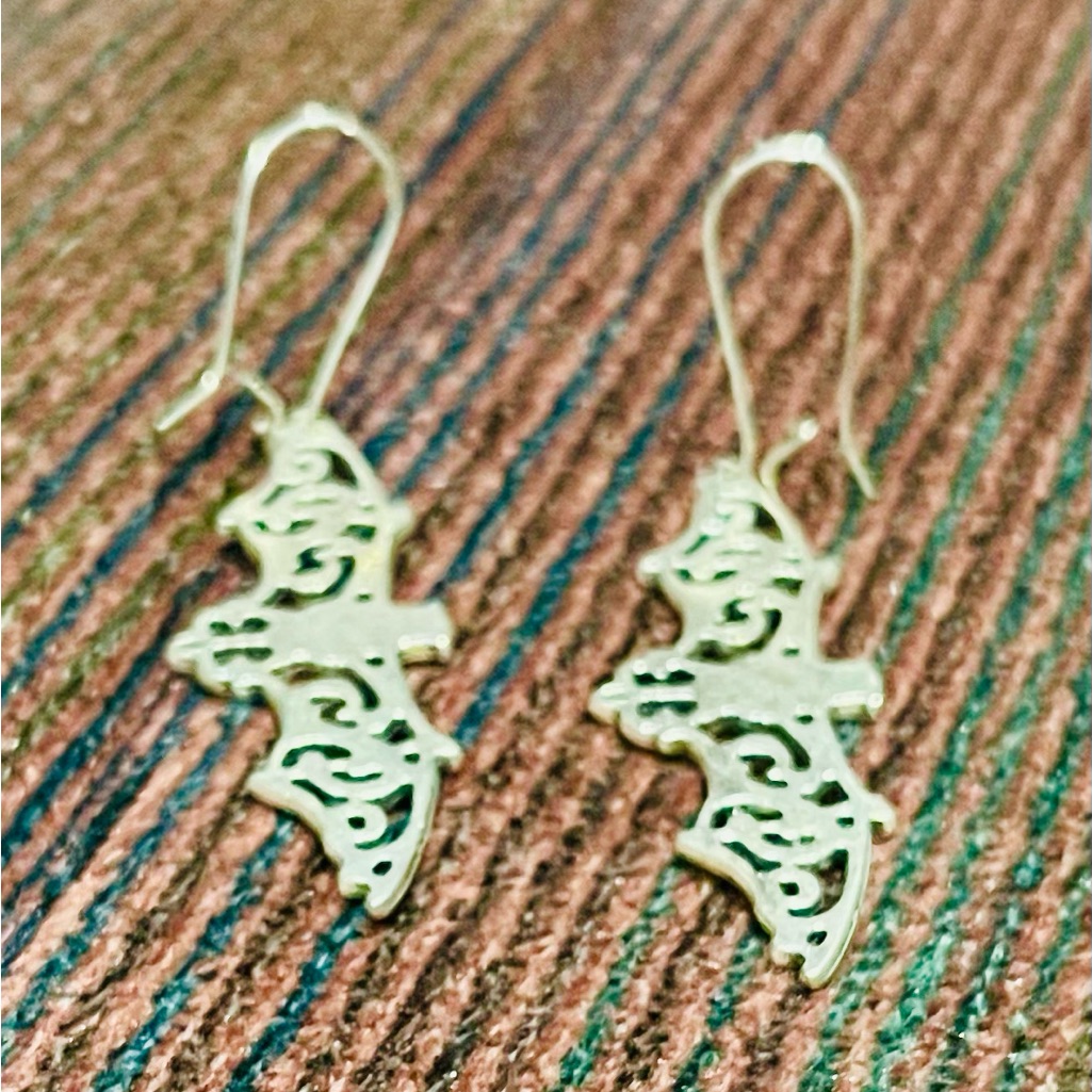 Elegant Silver Bat Dangle Earrings